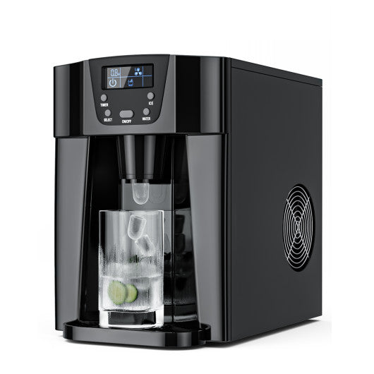 Costway 2-In-1 Black Ice Maker Water Dispenser 36lbs/24H LCD Display