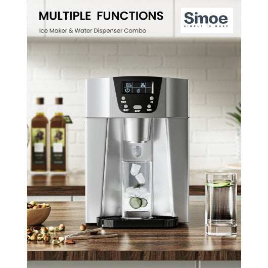 Costway 2-In-1 Silver Ice Maker Water Dispenser 36lbs/24H LCD Display