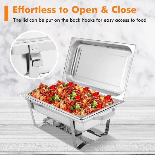 Costway 2 Packs Chafing 9 Quart Stainless Rectangular Chafer Buffet