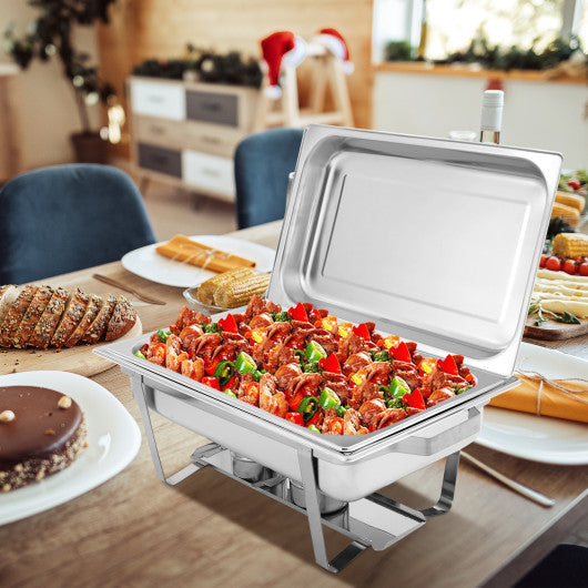 Costway 2 Packs Chafing 9 Quart Stainless Rectangular Chafer Buffet
