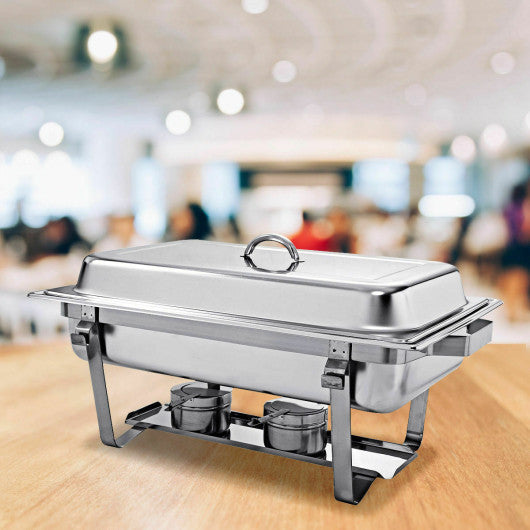 Costway 2 Packs Dish 9 Quart Stainless Rectangular Buffet Chafer
