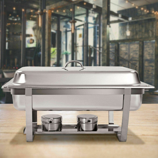 Costway 2 Packs Dish 9 Quart Stainless Rectangular Buffet Chafer