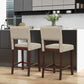 Costway 2 Piece Beige Bar Chair Set with Hollowed Back and Rubber Wood Legs