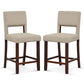 Costway 2 Piece Beige Bar Chair Set with Hollowed Back and Rubber Wood Legs