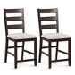 Costway 2 Piece Beige Counter Height Bar Stool Set with Padded Seat and Rubber Wood Legs