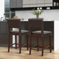 Costway 2 Piece Brown Bar Chair Set with Hollowed Back and Rubber Wood Legs