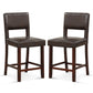 Costway 2 Piece Brown Bar Chair Set with Hollowed Back and Rubber Wood Legs