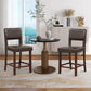 Costway 2 Piece Brown Bar Chair Set with Hollowed Back and Rubber Wood Legs