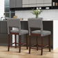 Costway 2 Piece Gray Bar Chair Set with Hollowed Back and Rubber Wood Legs