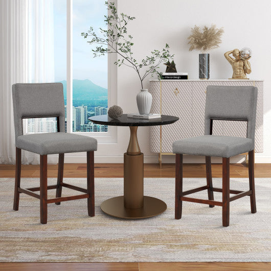 Costway 2 Piece Gray Bar Chair Set with Hollowed Back and Rubber Wood Legs