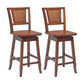 Costway 2 Pieces 24.5 Inch Bar Stools with Rattan Back and Swivel Seat