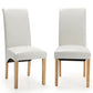 Costway 2 Pieces Beige Dining Chairs Set with Rubber Wood Legs