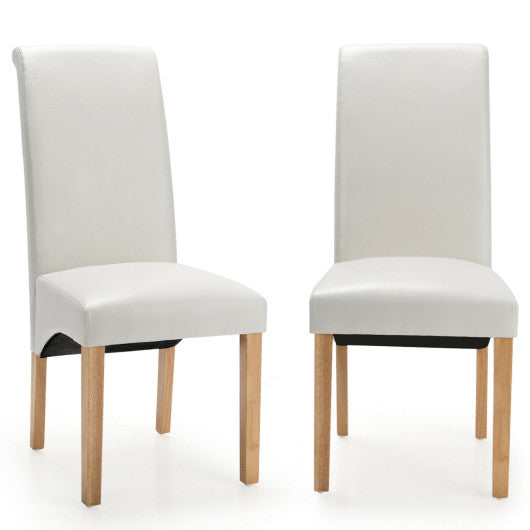 Costway 2 Pieces Beige Dining Chairs Set with Rubber Wood Legs