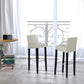 Costway 2 Pieces Beige Fabric Bar Stool Pub Chair with Solid Wooden Legs