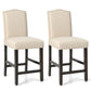 Costway 2 Pieces Beige Fabric Nail Head Counter Height Dining Side Chairs Set