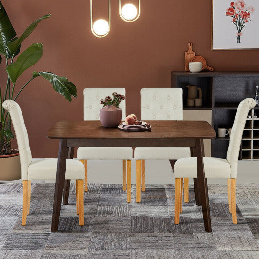 Costway 2 Pieces Beige Tufted Dining Chair Set with Adjustable Anti-Slip Foot Pads