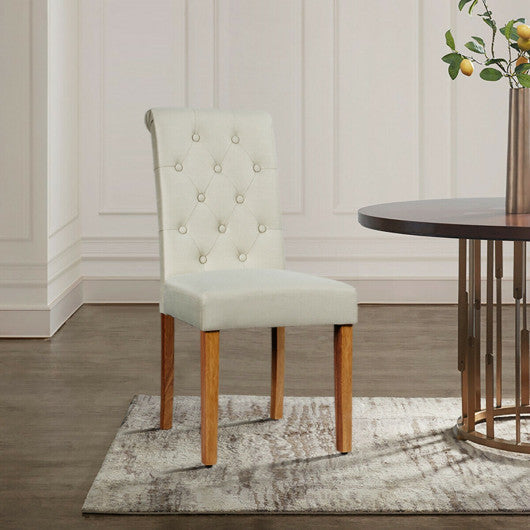 Costway 2 Pieces Beige Tufted Dining Chair Set with Adjustable Anti-Slip Foot Pads