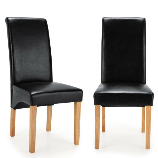 Costway 2 Pieces Black Dining Chairs Set with Rubber Wood Legs