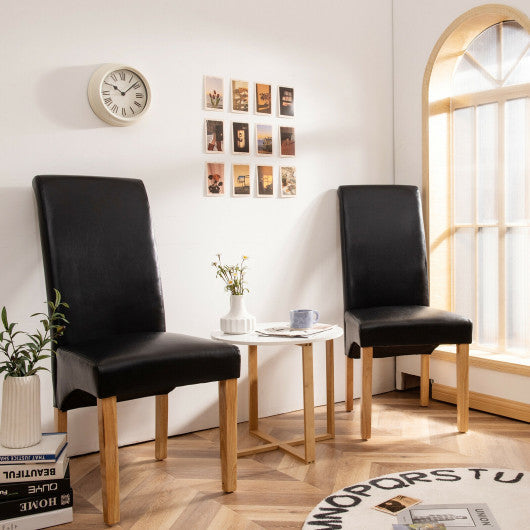 Costway 2 Pieces Black Dining Chairs Set with Rubber Wood Legs