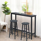 Costway 2 Pieces Black Industrial Round Seat Faux Marble Bar Stool Set