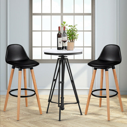 Costway 2 Pieces Black Mid Century Barstool 28.5 Inches Dining Pub Chair