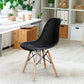 Costway 2 Pieces Black Modern Plastic Hollow Chair Set with Wood Leg