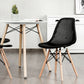 Costway 2 Pieces Black Modern Plastic Hollow Chair Set with Wood Leg