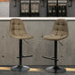 Costway 2 Pieces Brown Adjustable Bar Stools Swivel Counter Height Linen Chairs
