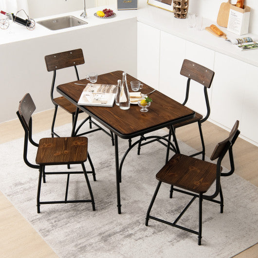 Costway 2 Pieces Brown Modern Dining Room Side Chairs with Metal Frame