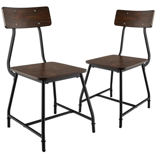 Costway 2 Pieces Brown Modern Dining Room Side Chairs with Metal Frame