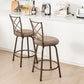 Costway 2 Pieces Brown Swivel Pluch Fabrice Cushioned Bar Stool Set