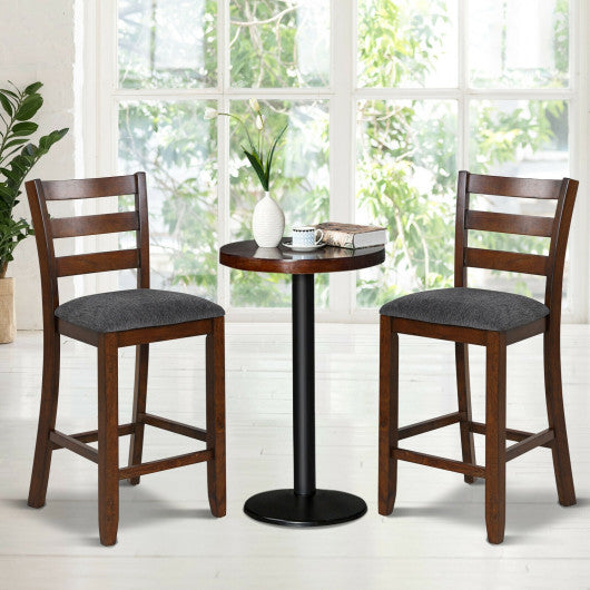 Costway 2 Pieces Counter Height Chairs with Fabric Seat and Rubber Wood Legs