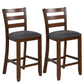 Costway 2 Pieces Counter Height Chairs with Fabric Seat and Rubber Wood Legs