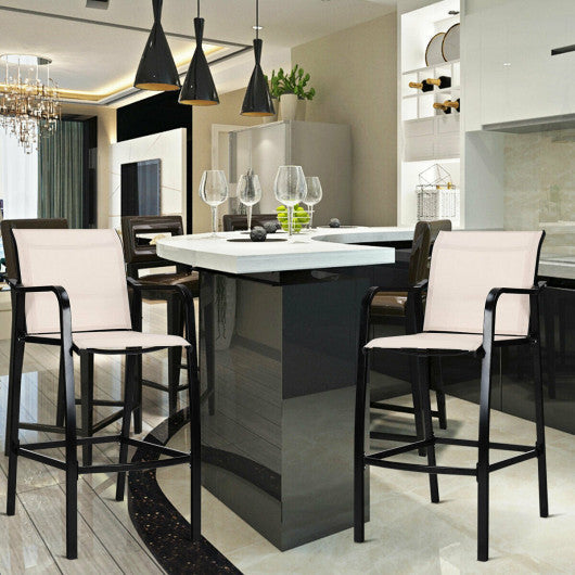 Costway 2 Pieces Counter Height Stool Chair Steel Frame Dining Bar Chair