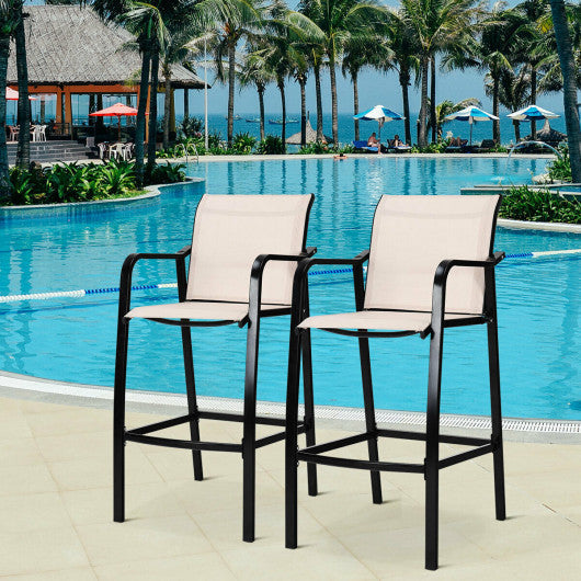 Costway 2 Pieces Counter Height Stool Chair Steel Frame Dining Bar Chair