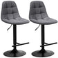 Costway 2 Pieces Gray Adjustable Bar Stools Swivel Counter Height Linen Chairs