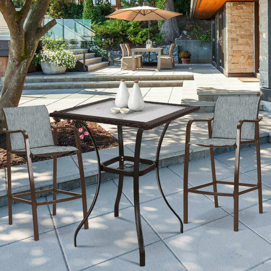 Costway 2 Pieces Gray Counter Height Stool Chair Steel Frame Dining Bar Chair