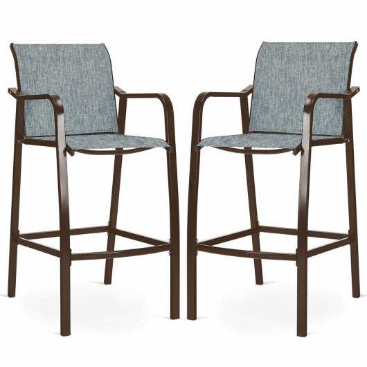 Costway 2 Pieces Gray Counter Height Stool Chair Steel Frame Dining Bar Chair