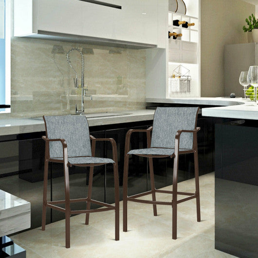 Costway 2 Pieces Gray Counter Height Stool Chair Steel Frame Dining Bar Chair