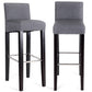 Costway 2 Pieces Gray Fabric Bar Stool Pub Chair with Solid Wooden Legs
