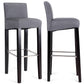 Costway 2 Pieces Gray Fabric Bar Stool Pub Chair with Solid Wooden Legs