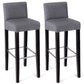 Costway 2 Pieces Gray Fabric Bar Stool Pub Chair with Solid Wooden Legs