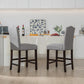 Costway 2 Pieces Gray Fabric Nail Head Counter Height Dining Side Chairs Set