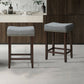 Costway 2 Pieces Gray Nailhead Saddle Bar Stools with Fabric Seat and Wood Legs