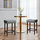 Costway 2 Pieces Gray Nailhead Saddle Bar Stools with Fabric Seat and Wood Legs