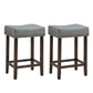 Costway 2 Pieces Gray Nailhead Saddle Bar Stools with Fabric Seat and Wood Legs