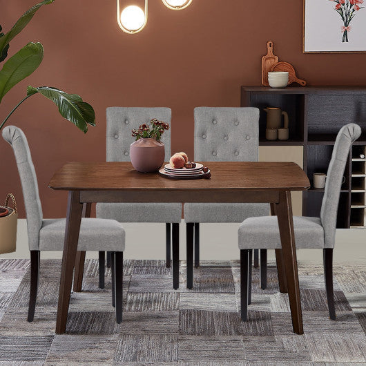 Costway 2 Pieces Gray Tufted Dining Chair Set with Adjustable Anti-Slip Foot Pads