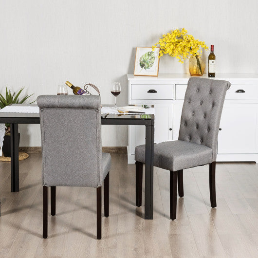 Costway 2 Pieces Gray Tufted Dining Chair Set with Adjustable Anti-Slip Foot Pads