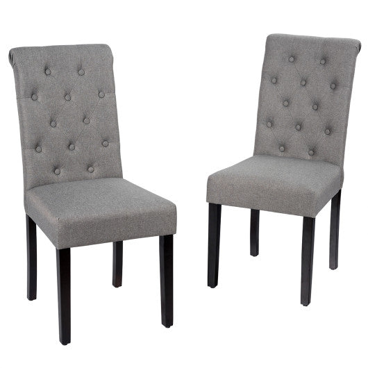 Costway 2 Pieces Gray Tufted Dining Chair Set with Adjustable Anti-Slip Foot Pads