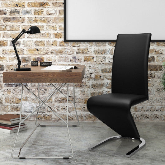 Costway 2 Pieces High Back W/U - Shaped PU Leather Dining Chairs